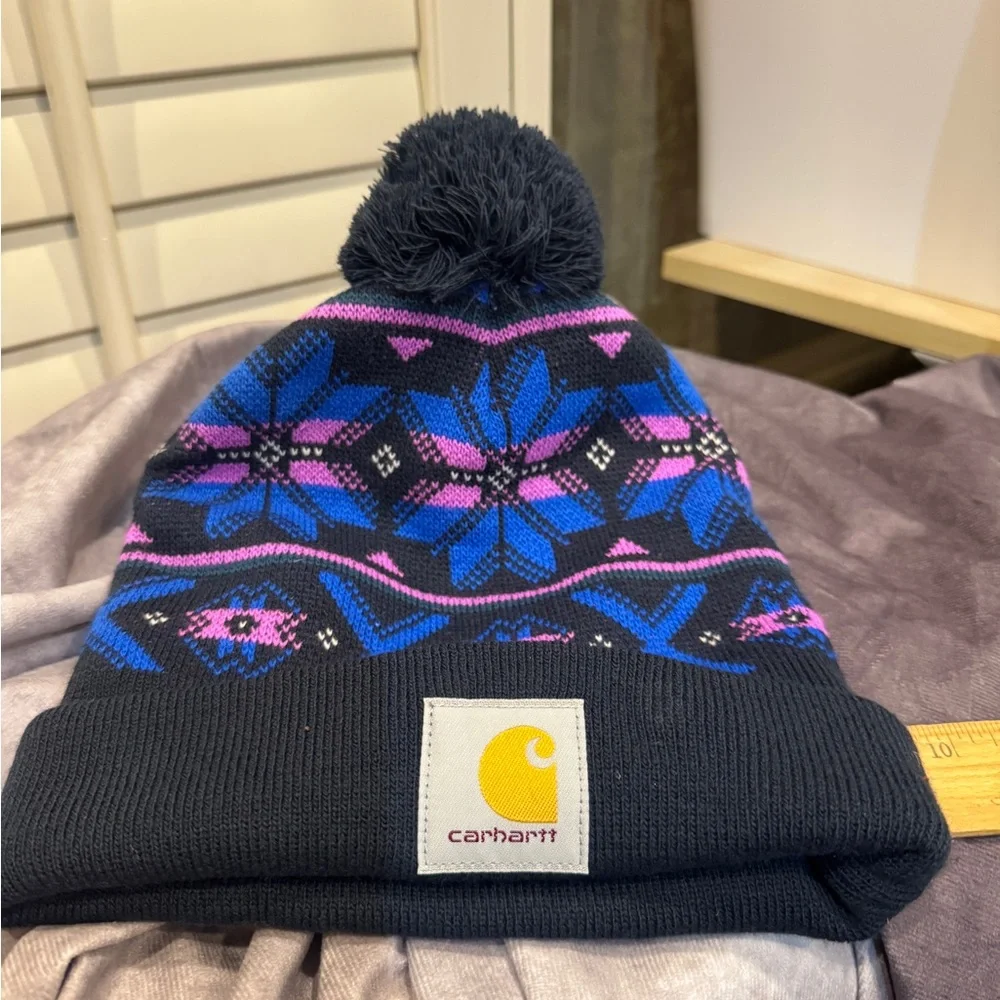 Carhartt Kids' Navy and Pink Patterned‎ Beanie